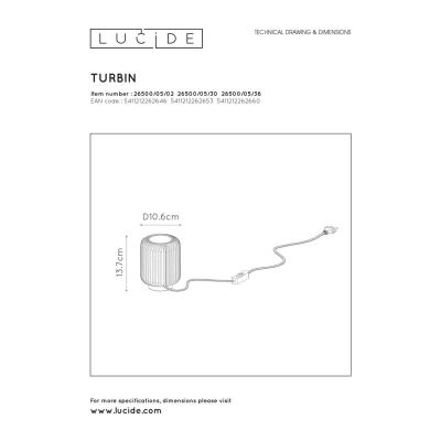 lafabryka.pl Lampa stołowa TURBIN Ø 10,6 cm LED 1x5W 3000K Grey 26500/05/36 Lucide